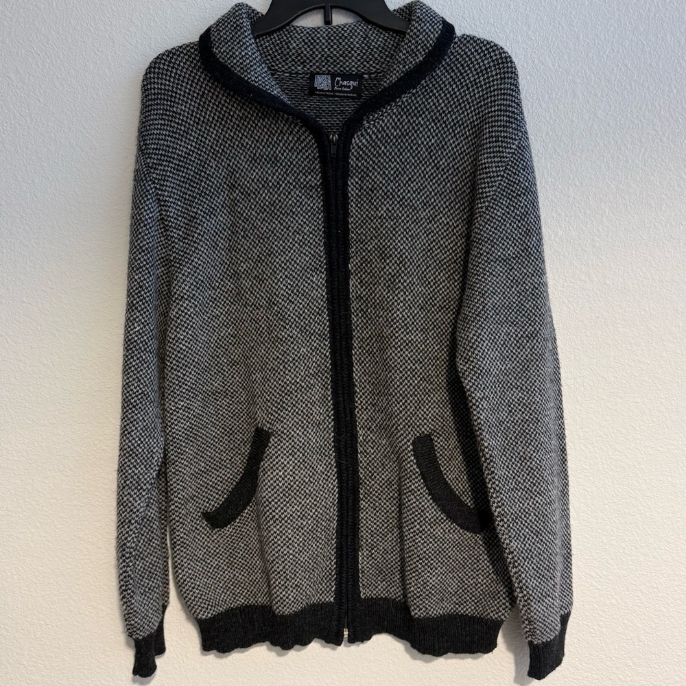 Chasqui Monos Andinas (Made in Bolivia) Unisex Zip Alpaca Wool Jacket, Size XL